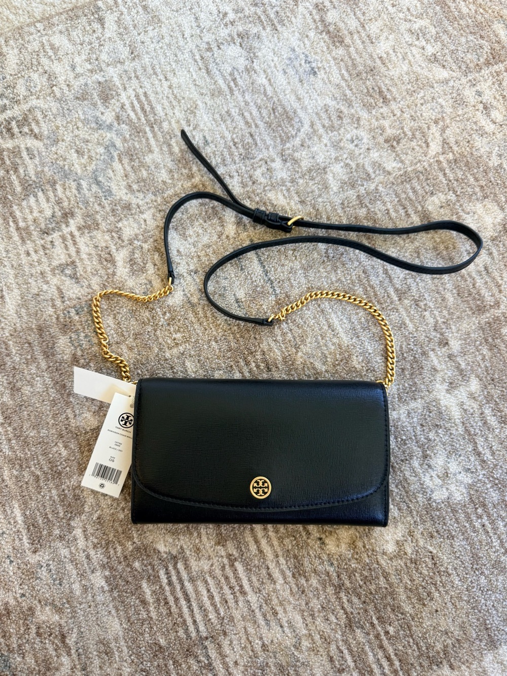 Tory Burch Robinson Chain Wallet Crossbody Black NWT